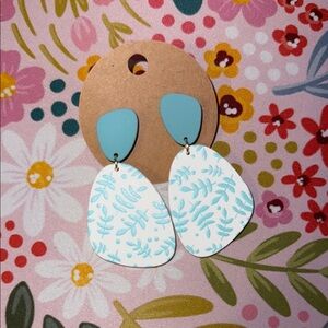 Blue and White Floral Drop Earrings